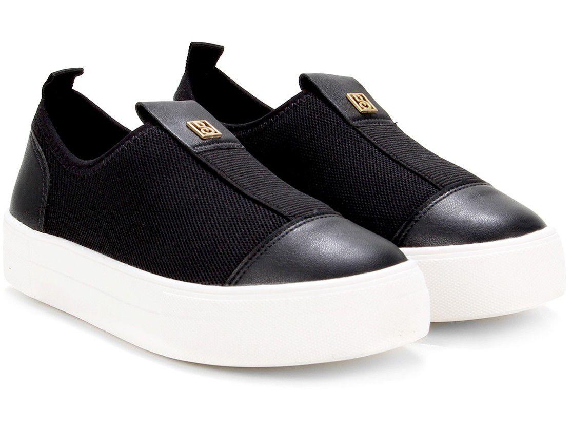 Slip On Bebecê Flatform Elastano Feminino Preto