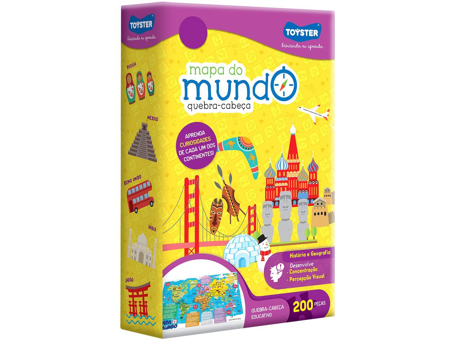 Quebra-cabeça 200 Peças Mapa do Mundo - 2565 Toyster