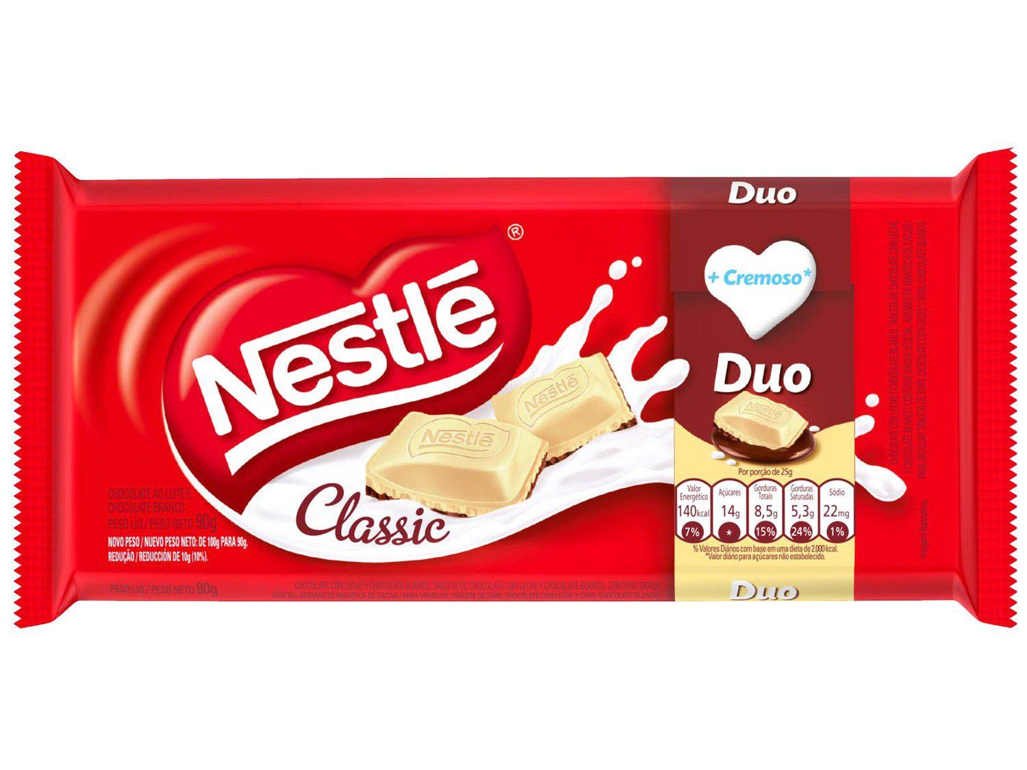Barra de Chocolate Classic Duo Ao Leite e Branco - 90g Nestlé