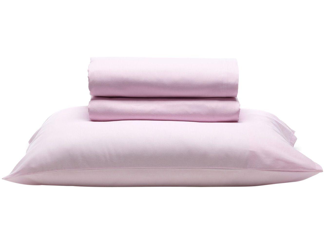 Jogo de Cama Queen Santista 100% Algodão - 150 Fios Prata Tinto Rosa 4 Peças