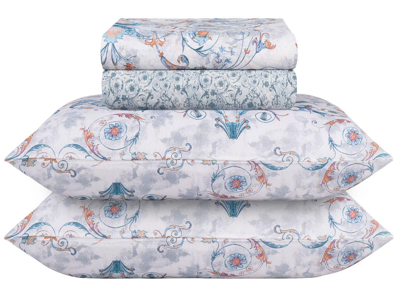 Jogo de Cama Casal Sultan 140 Fios - Realce Premium Aurea Duplo Branco 4 Peças