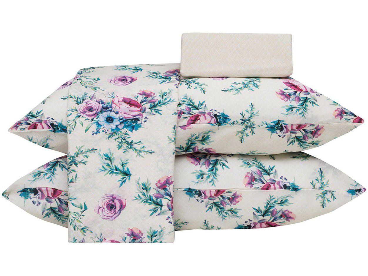 Jogo de Cama Queen Sultan 140 Fios - Realce Premium Alana Duplo Branco 4 Peças