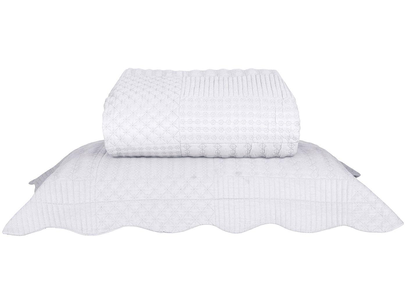Colcha King Sultan Microfibra 100% Poliester - Casa Blanca Branca 3 Peças