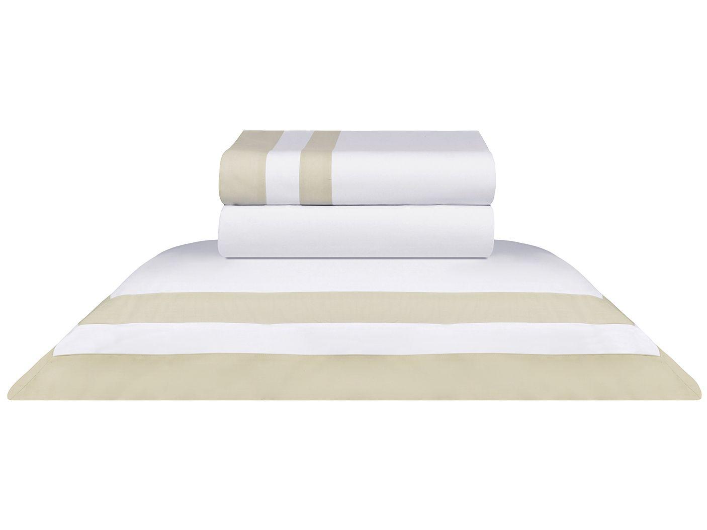 Jogo de Cama King Naturalle Fashion 100% Algodão - 200 Fios Double Branco e Fendi 4 Peças