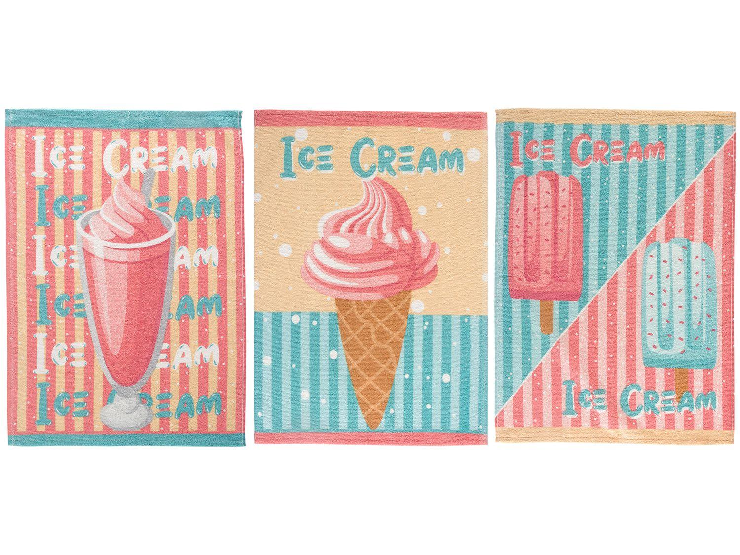 Pano de Prato Fiori Ice Cream Teka 46x65cm 3 Peças