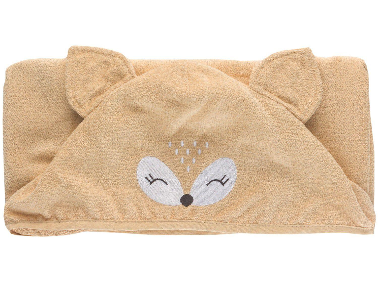 Toalha de Banho para Bebê Teka com Capuz - 100% Algodão Kids Raposa Marrom