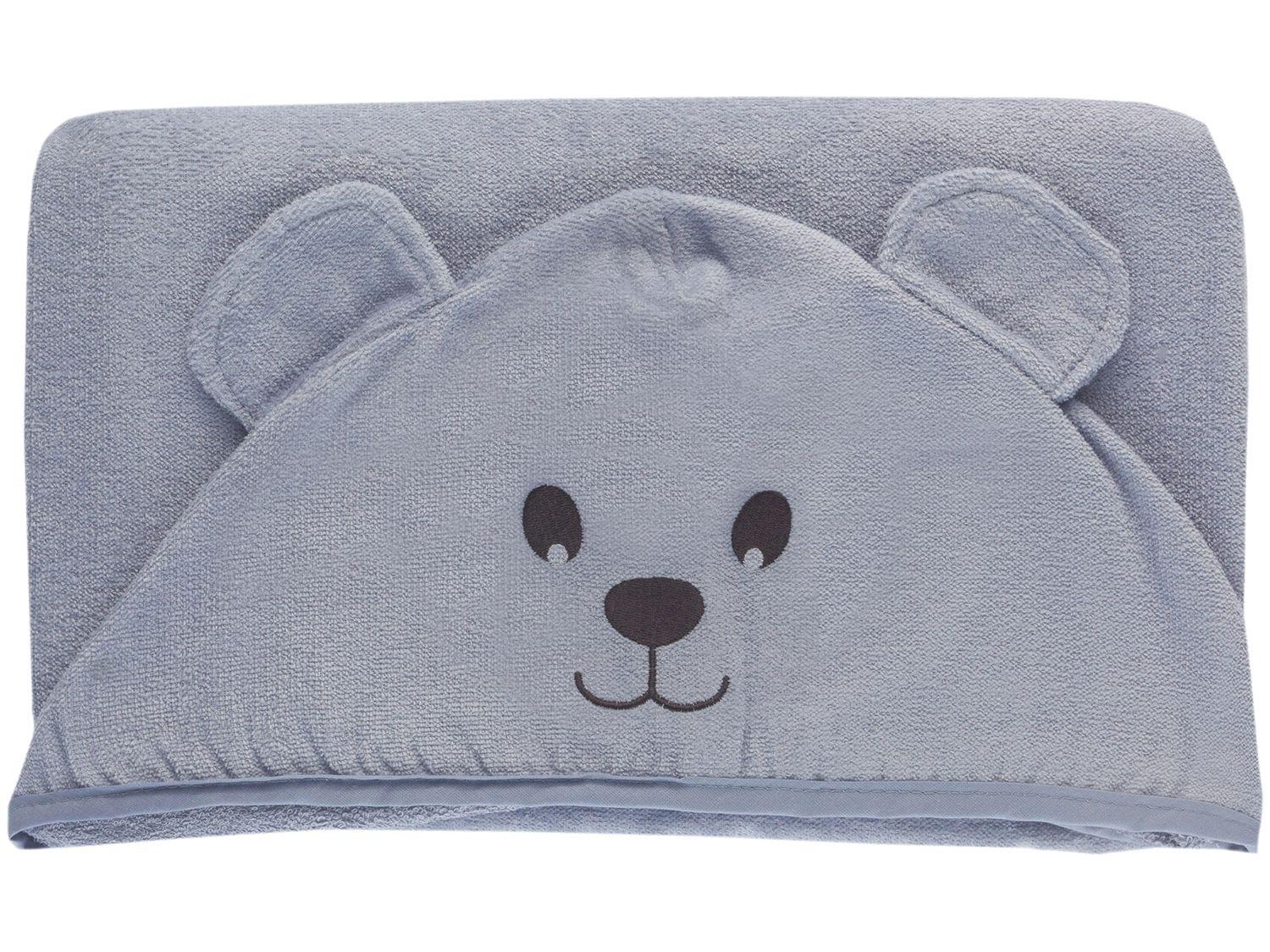 Toalha de Banho para Bebê Teka com Capuz - 100% Algodão Kids Urso Azul