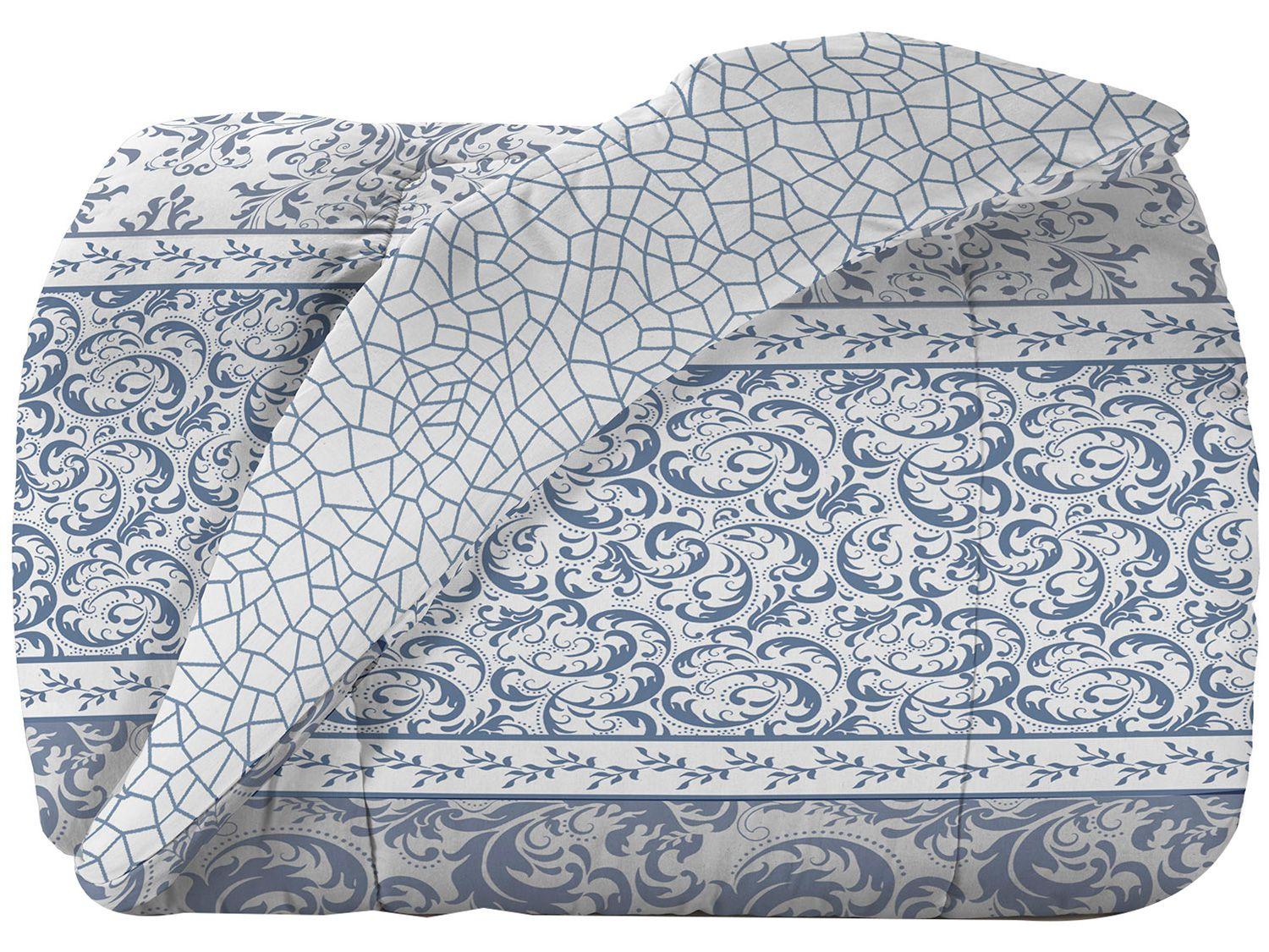 Edredom Queen Teka 100% Algodão - 150 Fios Diamante Oriente Azul