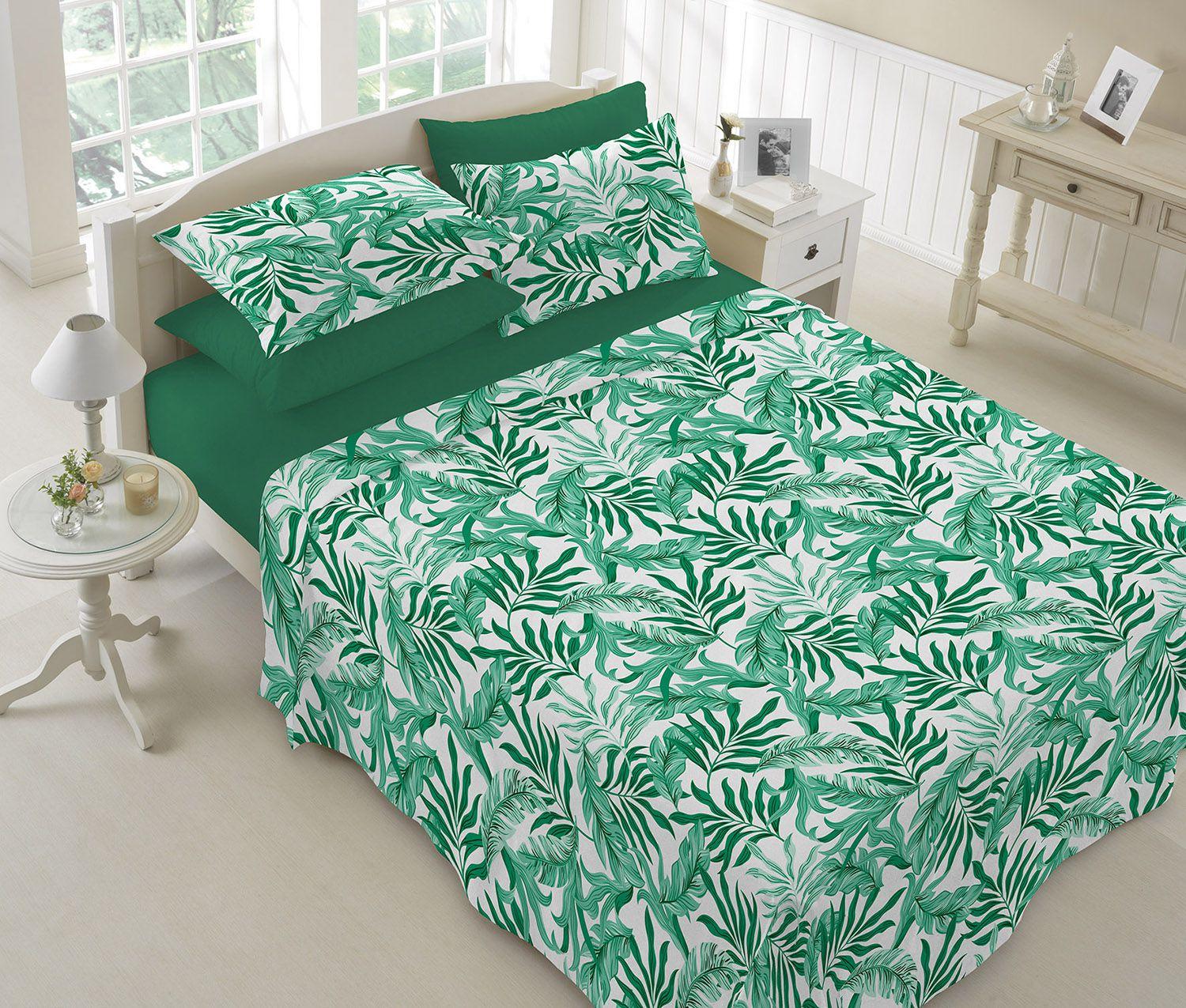 Jogo de Cama Casal Teka 150 Fios - Ternura Plus Capri Verde 4 Peças