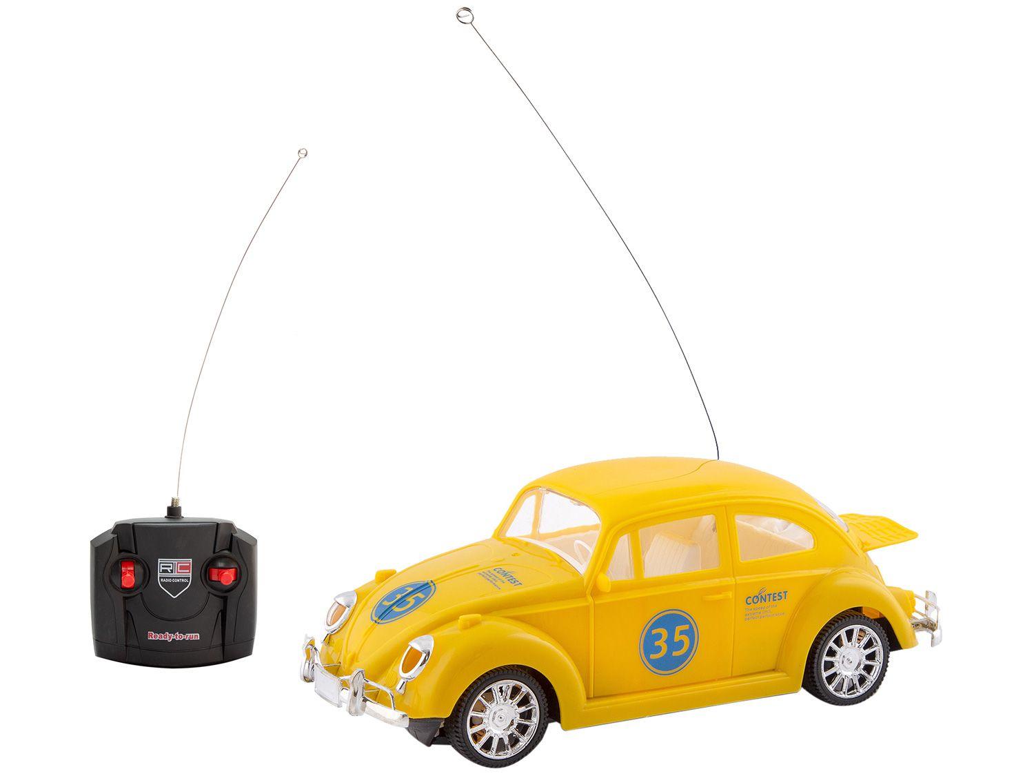 Carrinho de Controle Remoto Carros Clássicos Fusca - 7 Funções Polibrinq Amarelo
