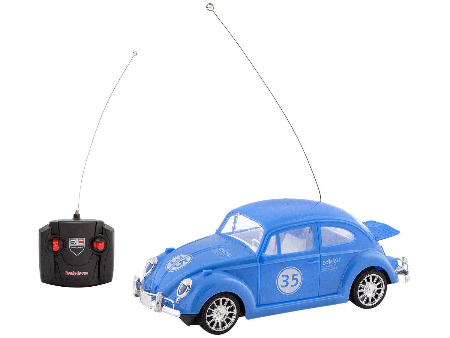 Carrinho de Controle Remoto Carros Clássicos Fusca - 7 Funções Polibrinq Azul