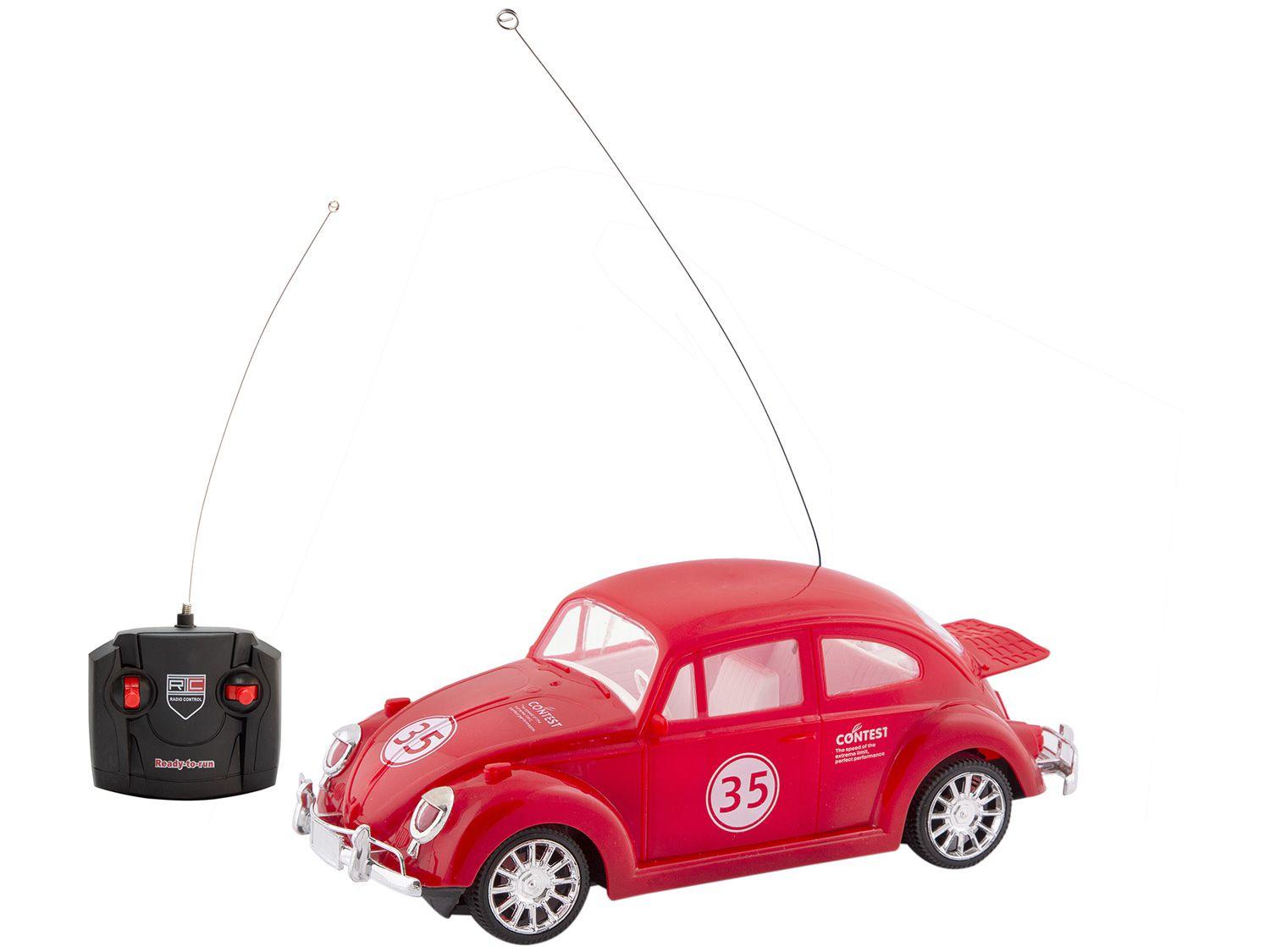 Carrinho de Controle Remoto Carros Clássicos Fusca - 7 Funções Polibrinq Vermelho