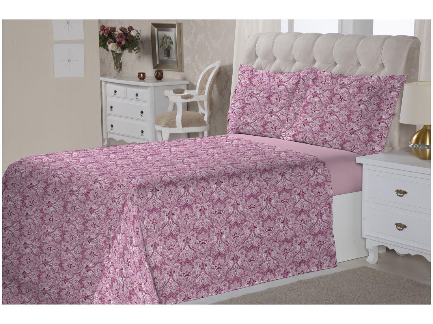 Jogo de Cama Casal Sisa 100% Algodão 180 Fios - Splendore Rosa Primavera 4 Peças