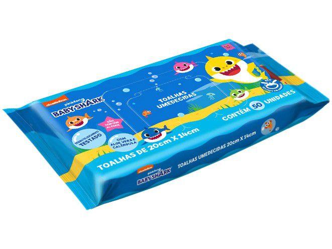 Toalha Umedecida Cremer Mamãe Bebê - Baby Shark 50 Unidades