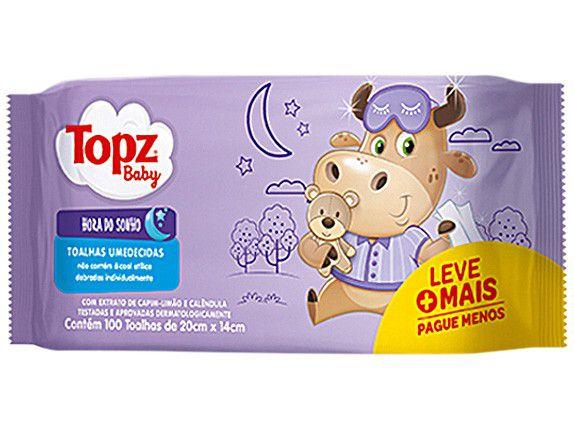 Toalha Umedecida Topz Baby Mamãe Bebê - Hora do Sonho 100 Unidades