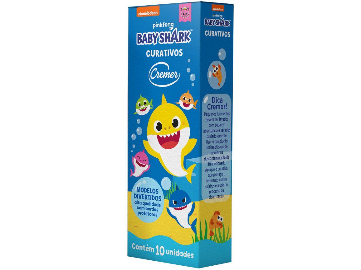 Curativo Antisséptico Adesivo Infantil - Baby Shark Cremer 1 Caixa com 10 Unidades