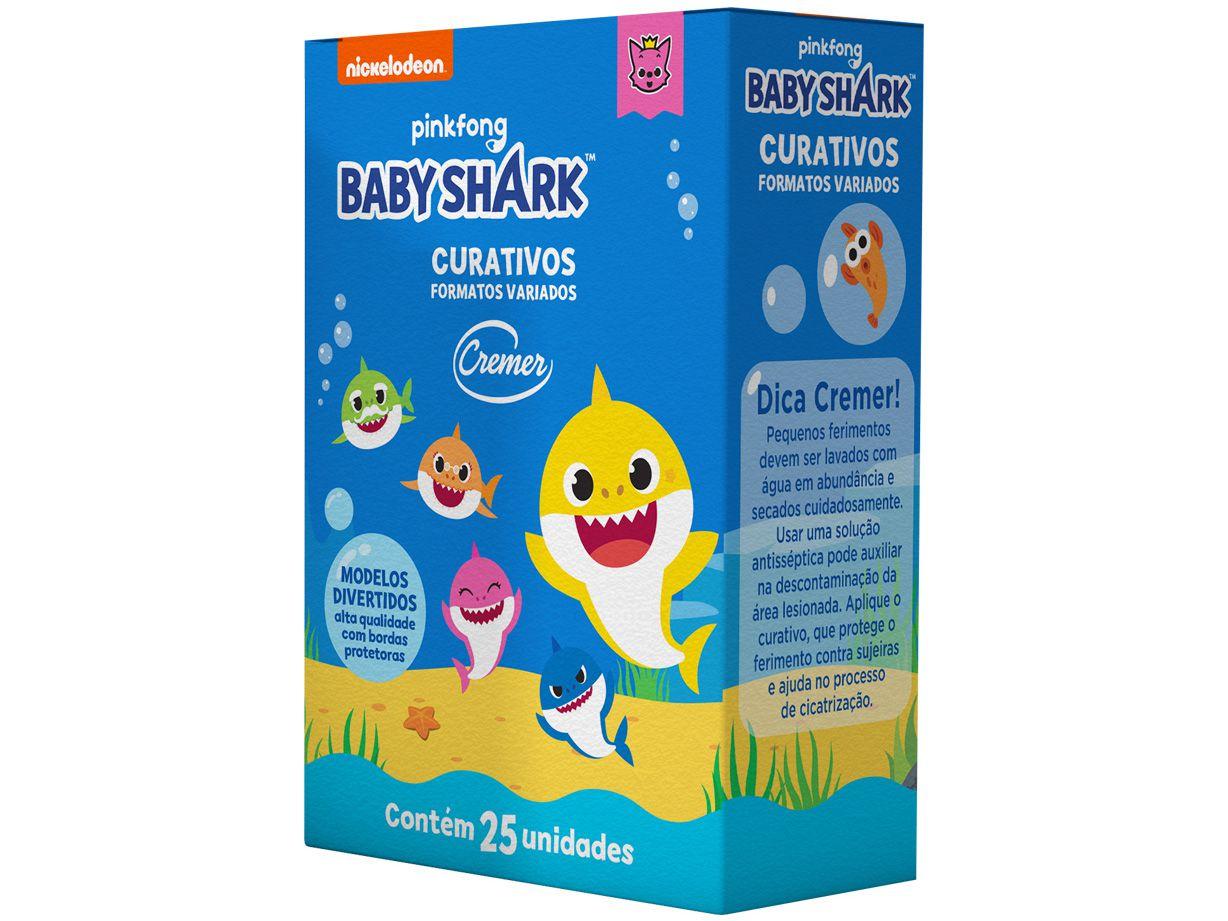Curativo Antisséptico Adesivo Infantil - Baby Shark Cremer 1 Caixa com 25 Unidades