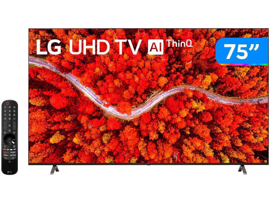 Smart TV 75" Ultra HD 4K LED LG 75UP8050PSB - 60Hz Wi-Fi e Bluetooth Alexa 4 HDMI 2 USB