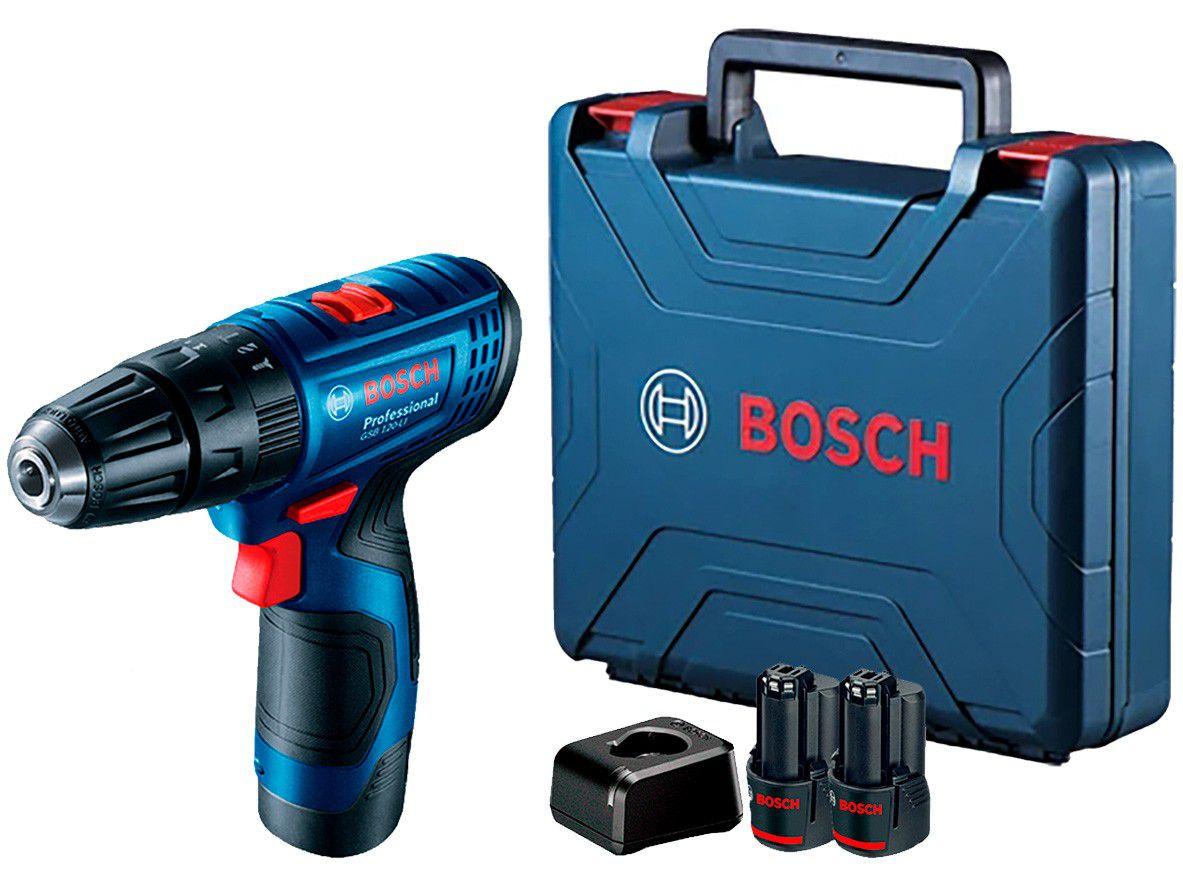 Furadeira e Parafusadeira a Bateria de Impacto - Bosch 12V Velocidade Variável 3/8" com Maleta