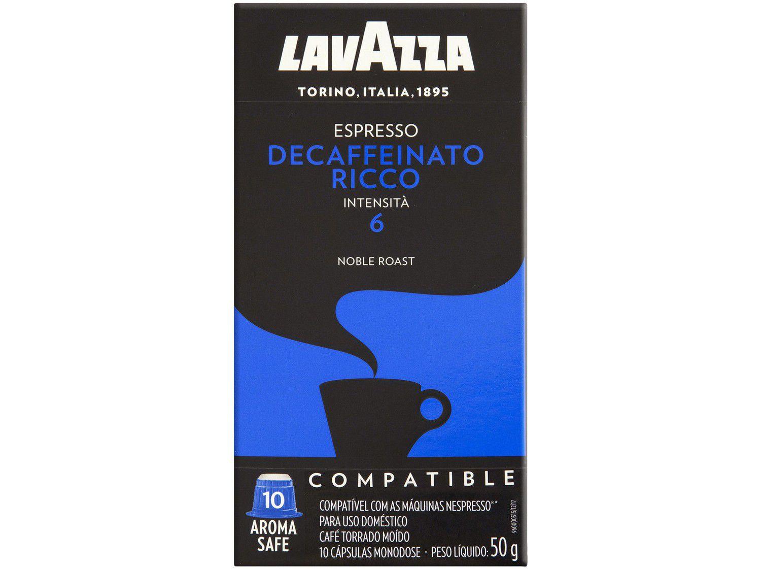 Cápsula de Café Espresso Lavazza Arábica e Robusta - Decaffeinato Ricco 10 Cápsulas