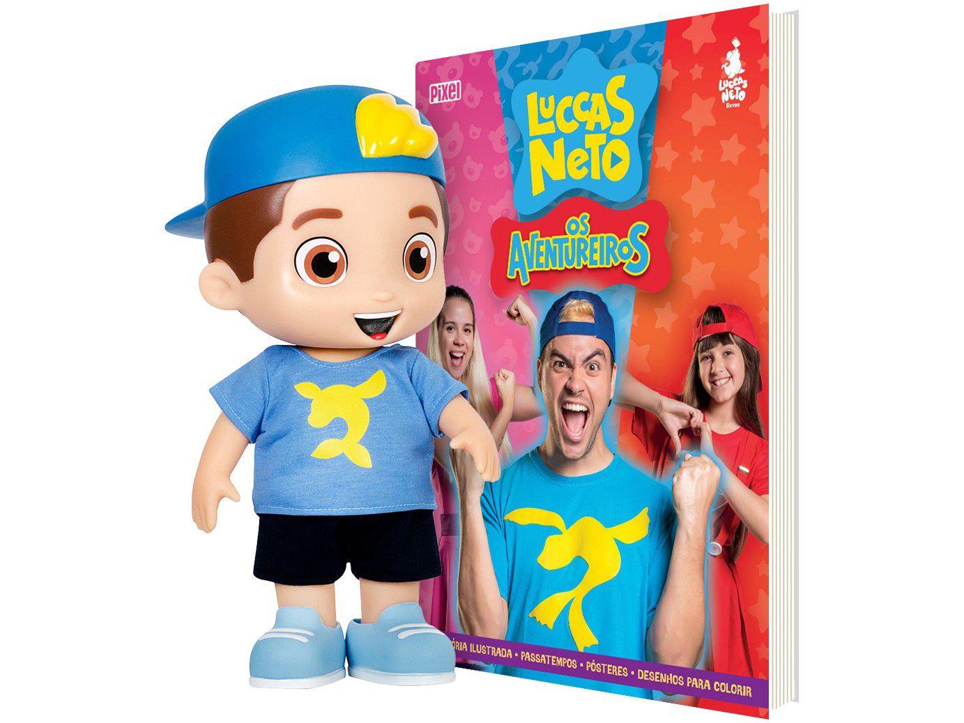 Boneco Luccas Neto 27cm - Rosita + Livro Luccas Neto em os Aventureiros