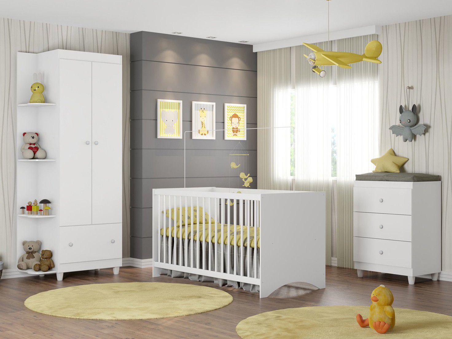 Guarda-Roupa de Bebê 2 Portas - com Cômoda e Berço Móveis Estrela
