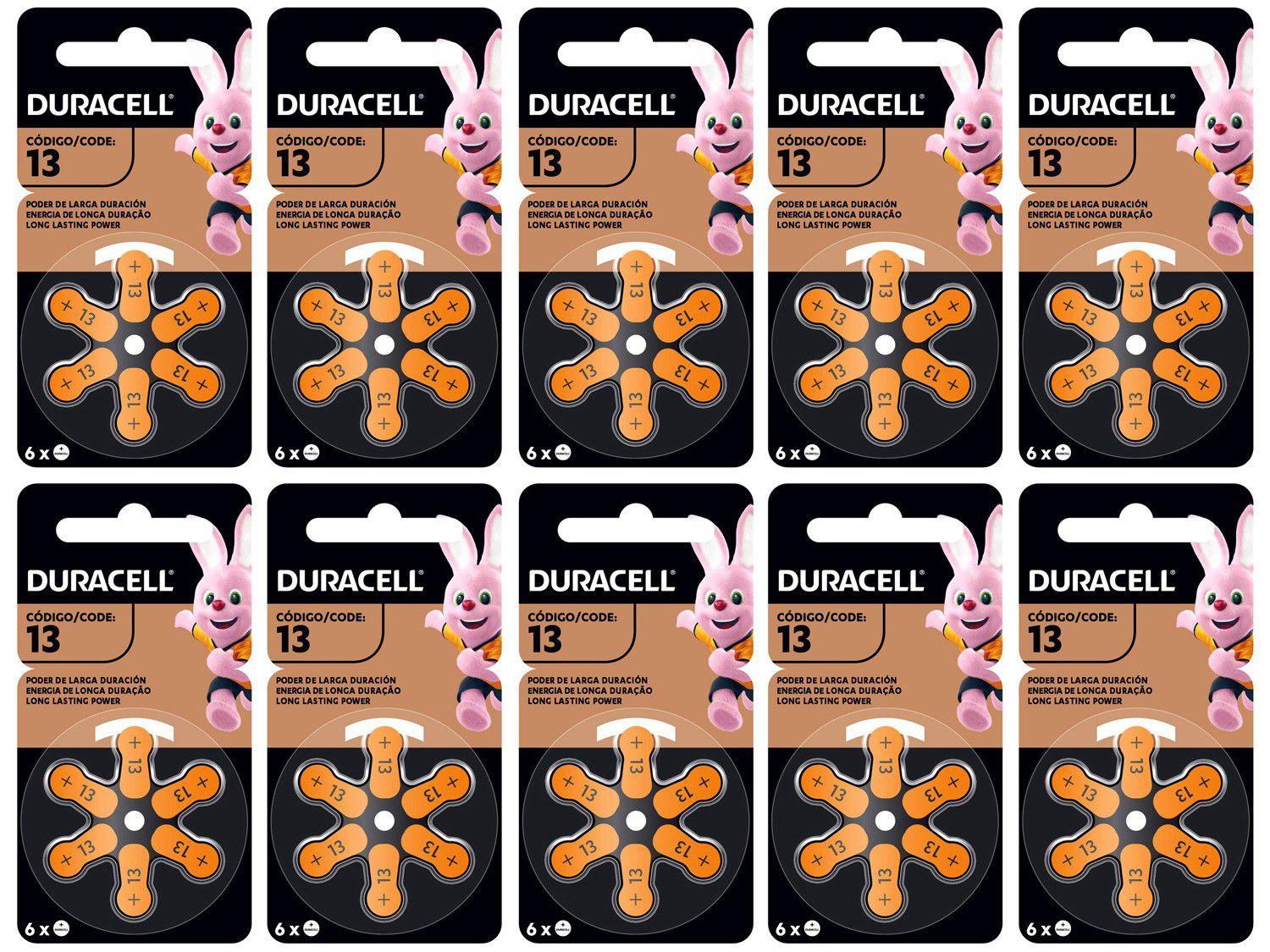 Kit com 60 Unidades de Pilha Auditiva 13 - Duracell