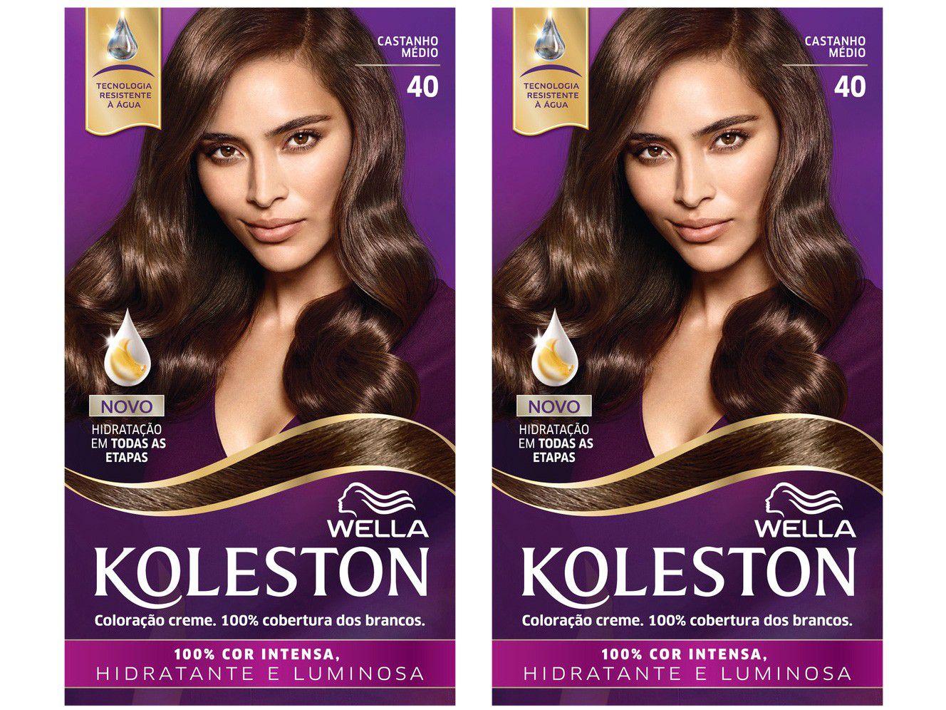 Kit com 2 Unidades Tinta de Cabelo Koleston - 40 Castanho Médio