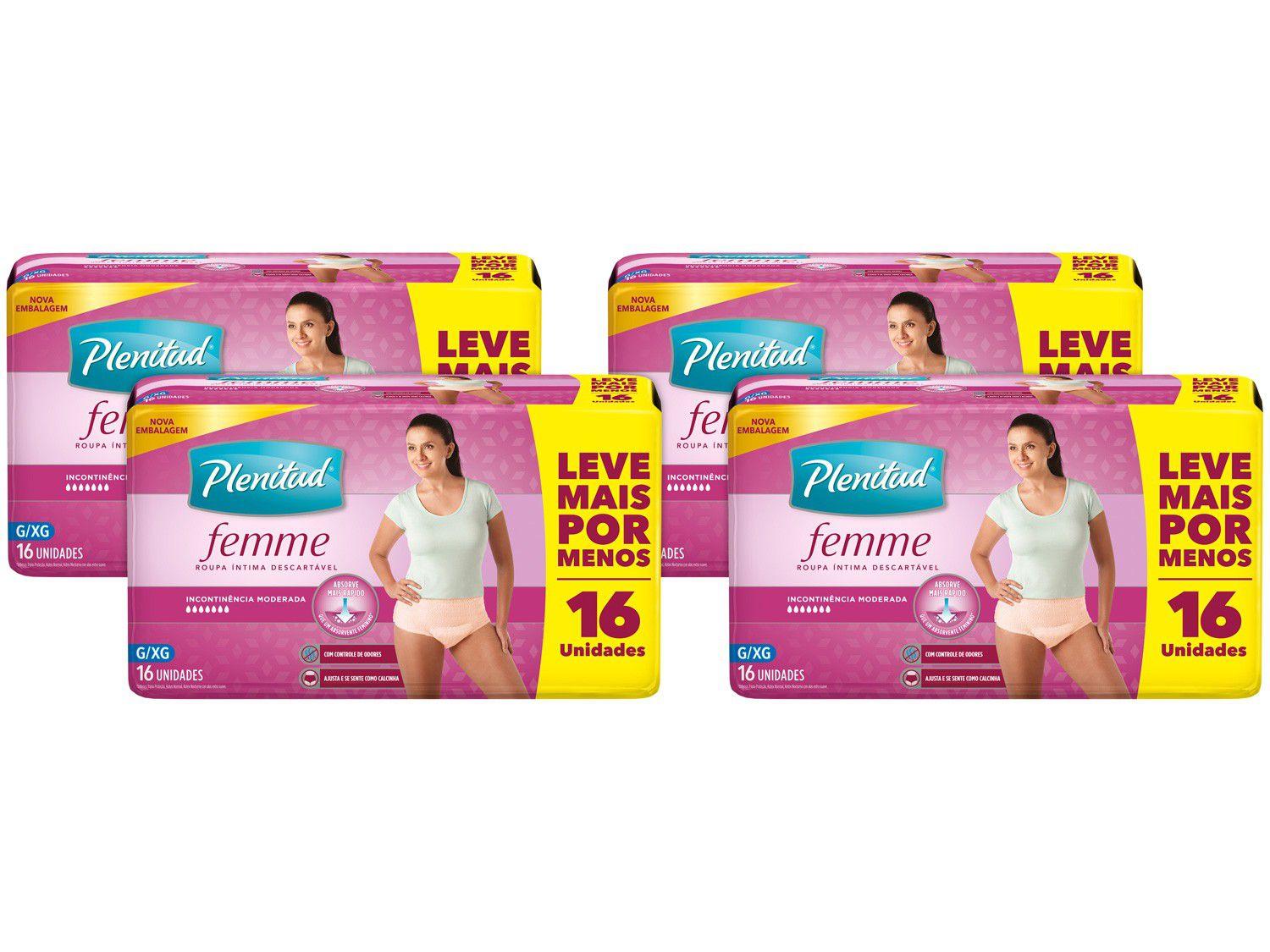 Roupa Íntima Descartável Tam. G/XG Plenitud - Active Mulher 64 Unidades
