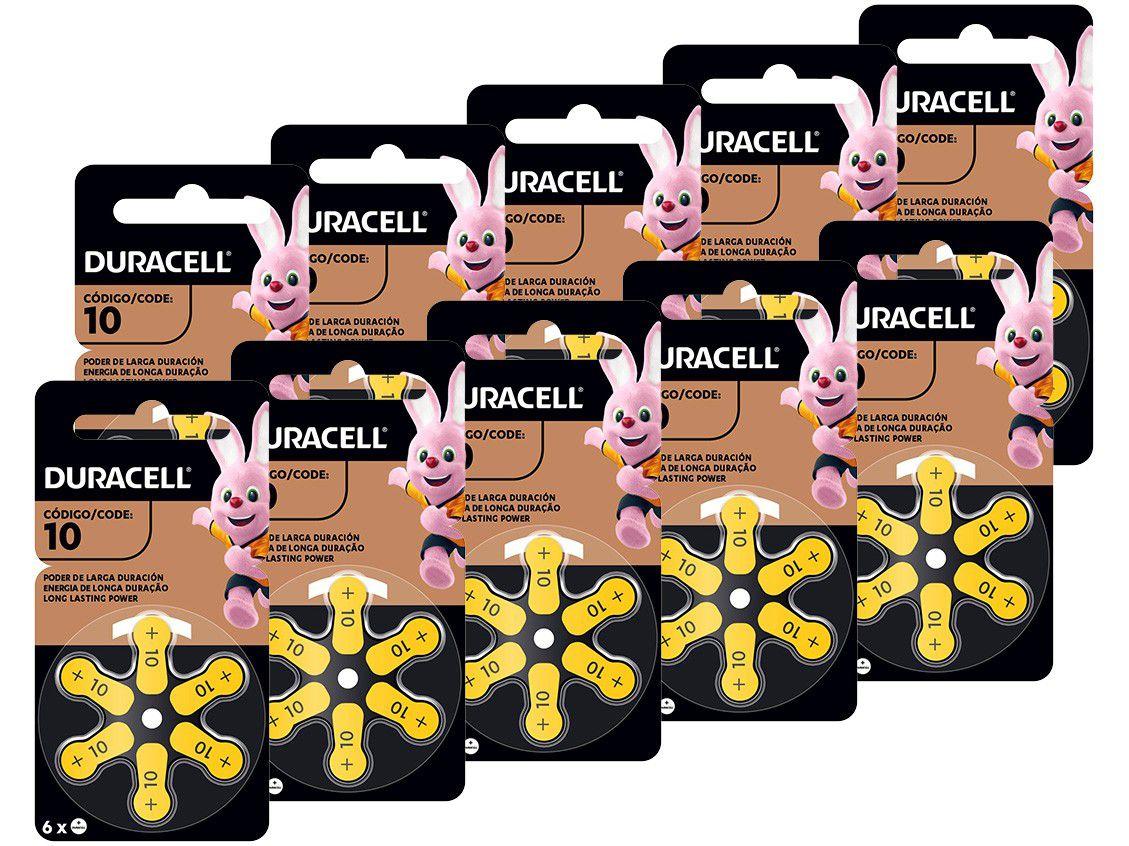 Kit com 60 Unidades de Pilha Auditiva 10 - Duracell