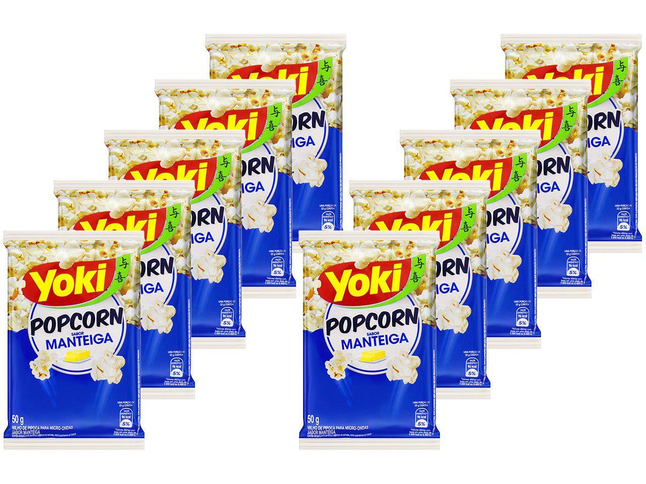 Kit Pipoca de Micro-ondas Yoki Manteiga 50g - 10 Unidades