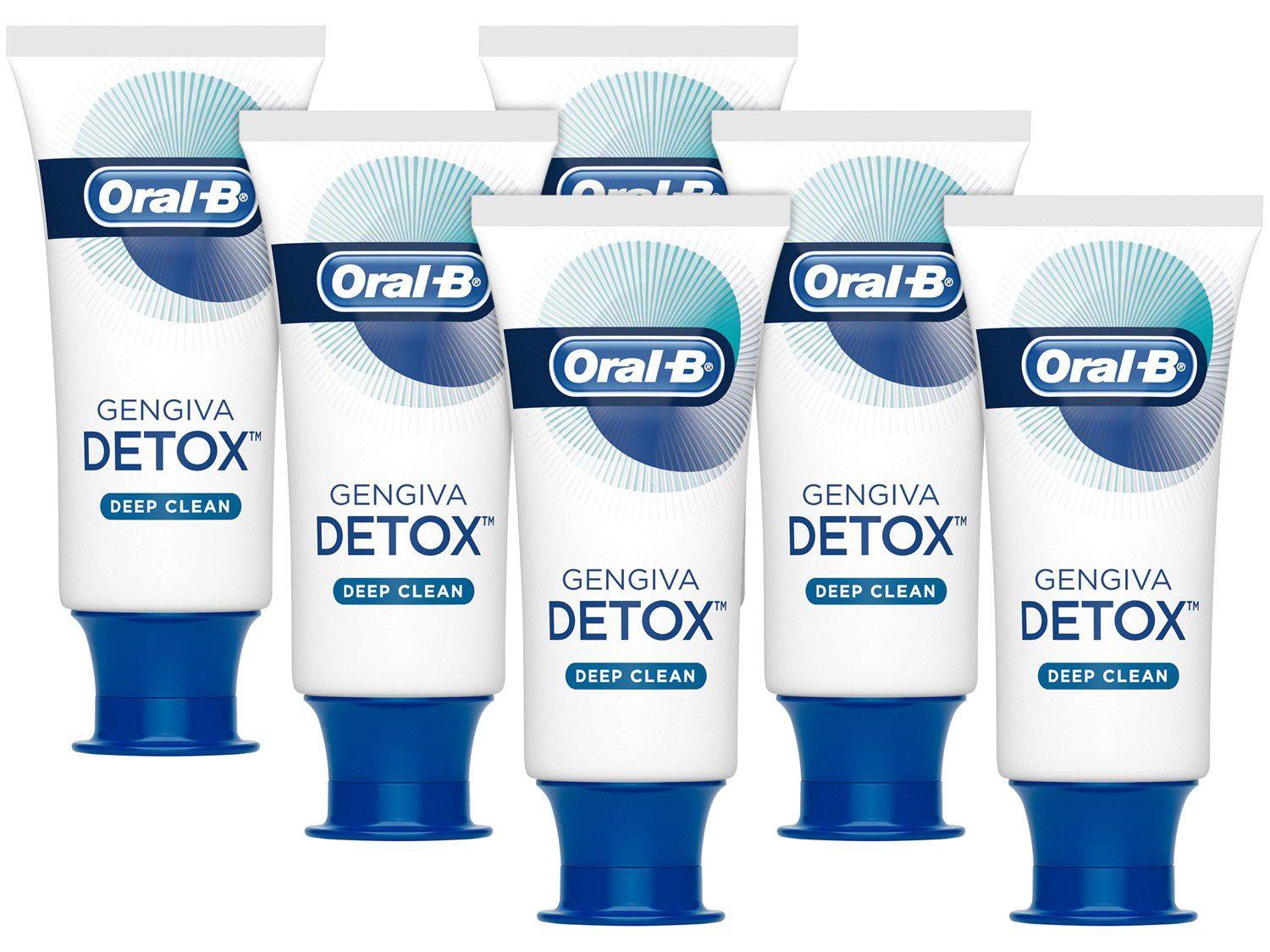 Kit com 6 Unidades Creme Dental com Flúor Oral-B - Gengiva Detox Deep Clean 102g Cada