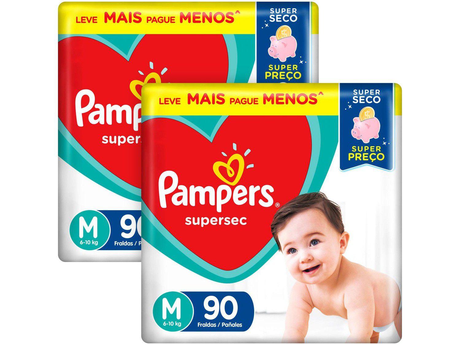 Kit Fralda Pampers Supersec Tam. M - 6 a 10kg 180 Unidades