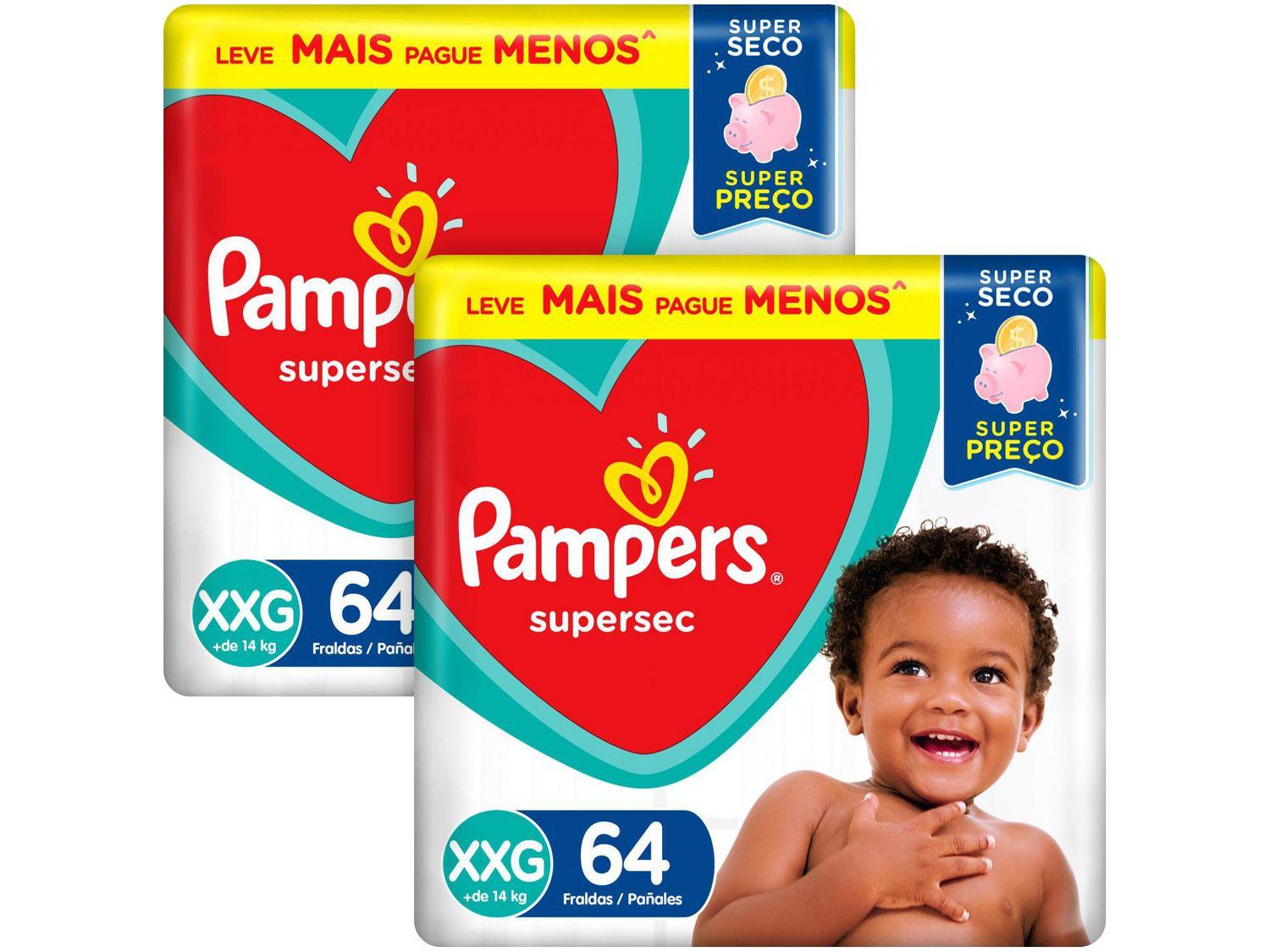 Kit Fralda Pampers Supersec Noturno - Tam. XXG + de 14kg 128 Unidades
