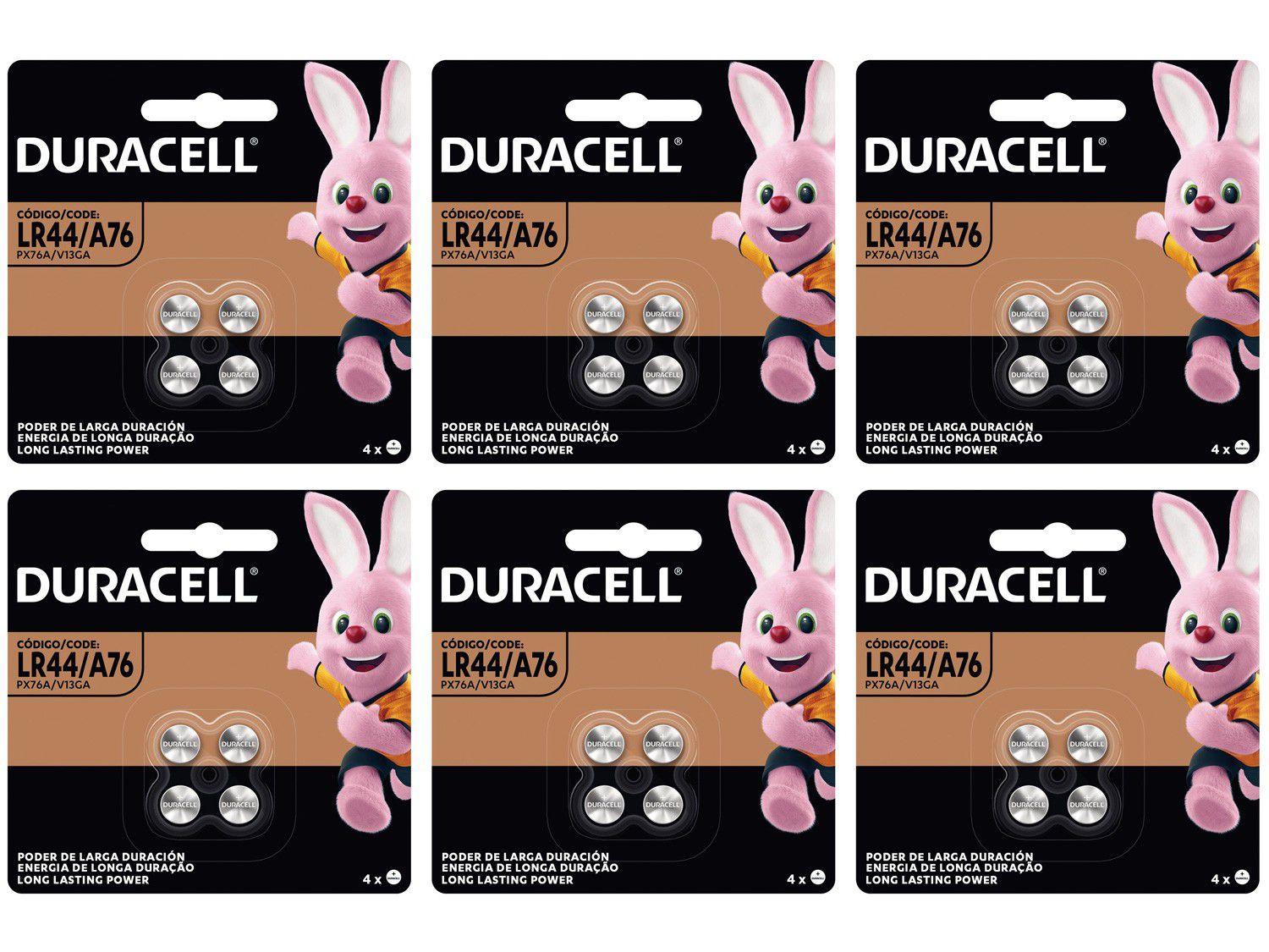 Kit com 24 Unidades de Pilha Alcalina Moeda - Duracell LR44 / A76