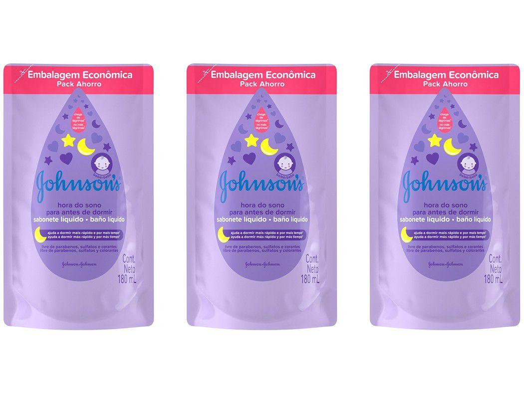 Kit Sabonete Líquido Infantil Johnson?s Baby - Hora do Sono Refil 180ml 3 Unidades