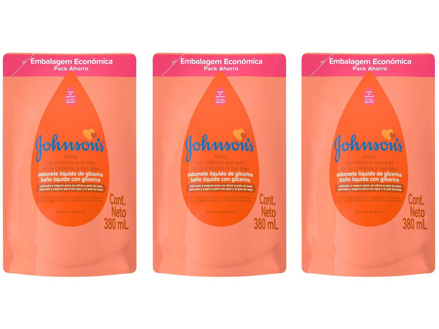 Kit Sabonete Líquido Infantil Johnson?s Baby - Da Cabeça aos Pés Refil 380ml 3 Unidades