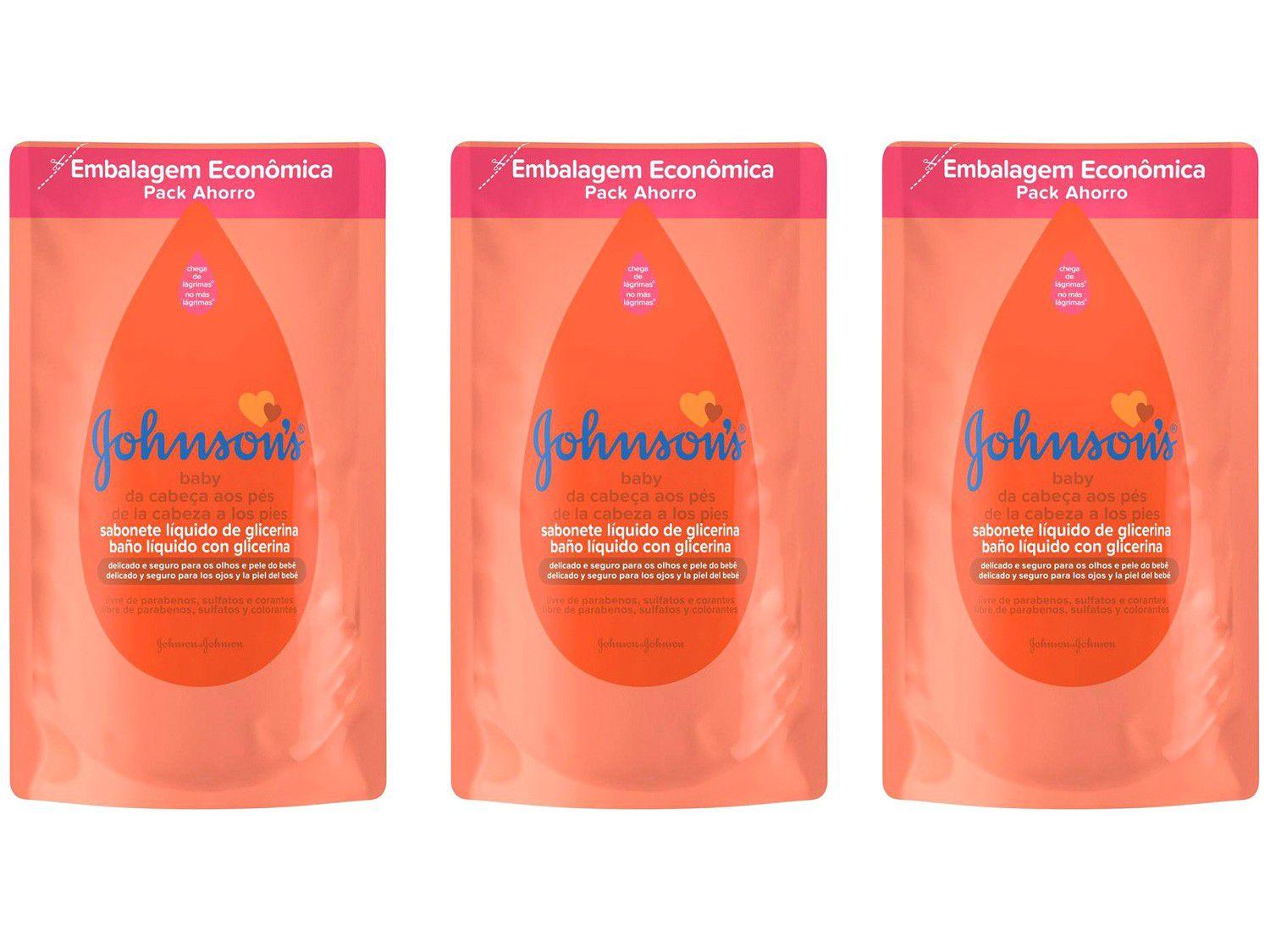 Kit Sabonete Líquido Infantil Johnsons Baby - Da Cabeça aos Pés Refil 180ml 3 Unidades