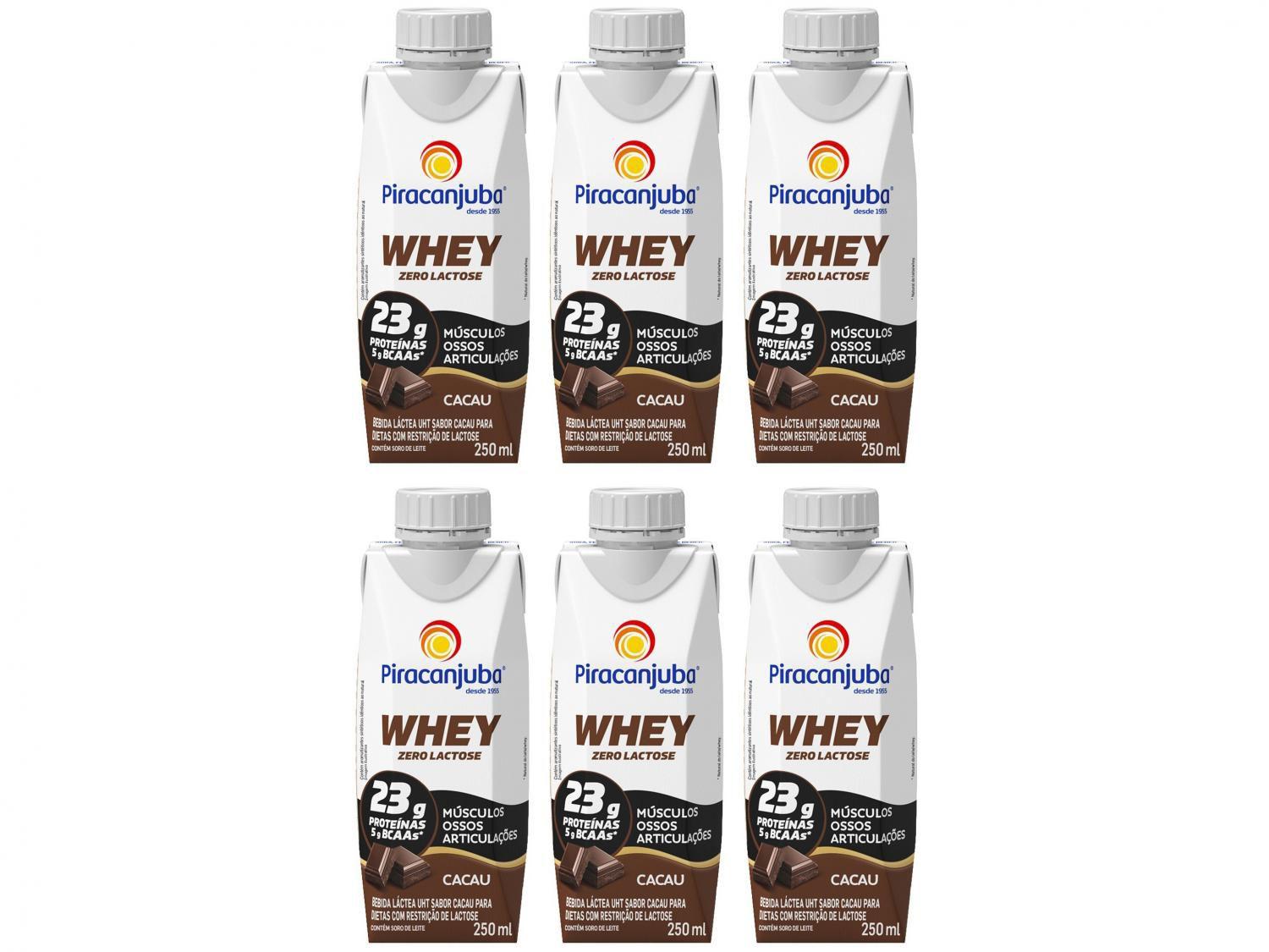 Kit Bebida Láctea Piracanjuba Whey Cacau - Zero Lactose 250ml 6 Unidades