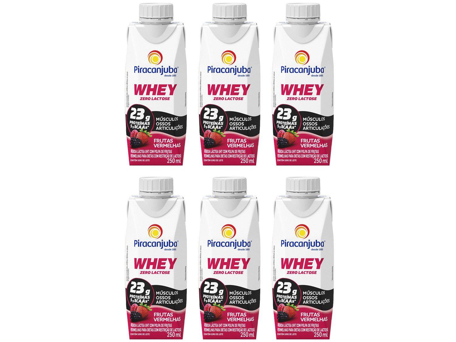 Kit Bebida Láctea Piracanjuba Whey - Frutas Vermelhas Zero Lactose 250ml 6 Unidades