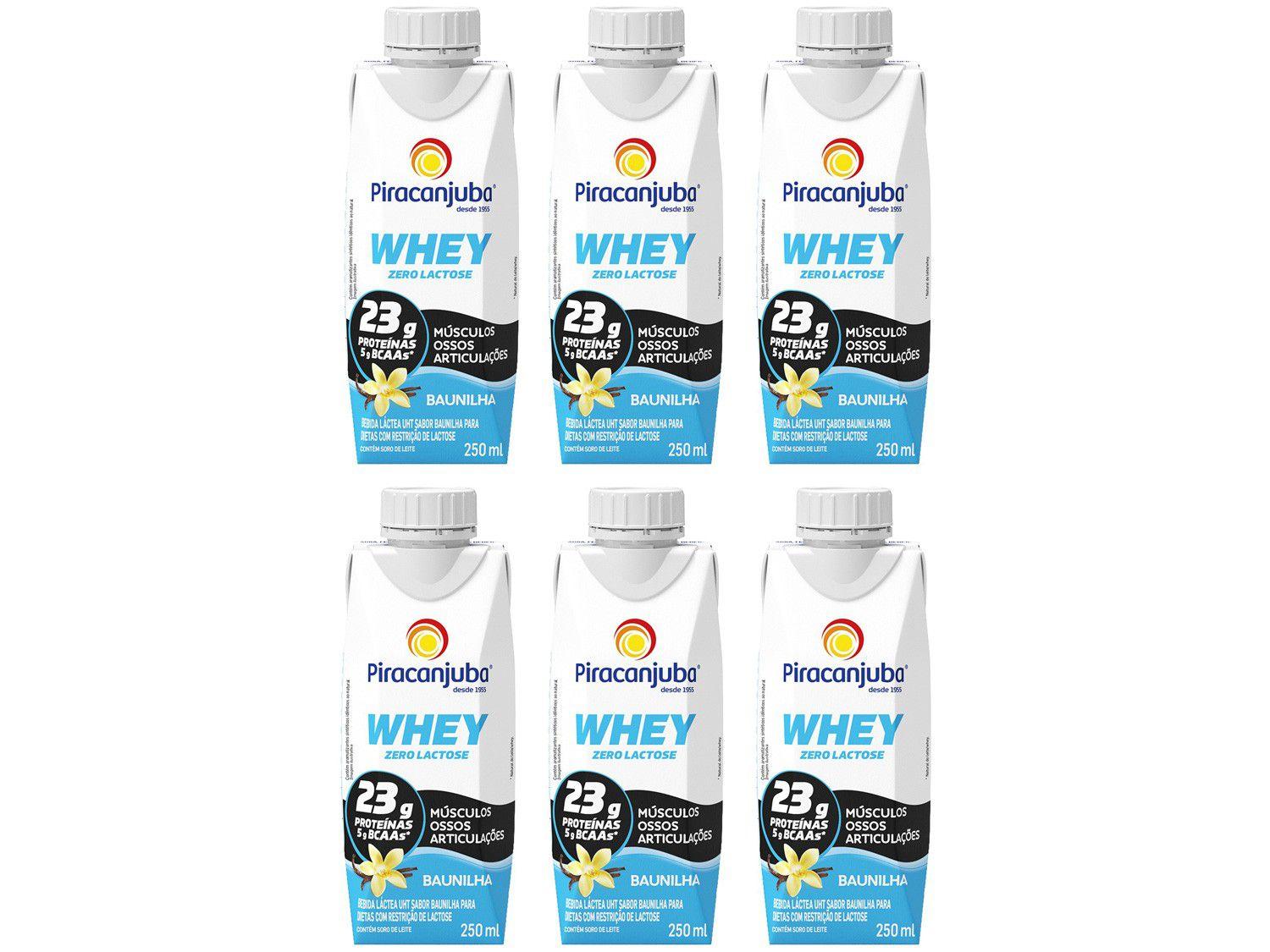 Kit Bebida Láctea Piracanjuba Whey Baunilha - Zero Lactose 250ml 6 Unidades