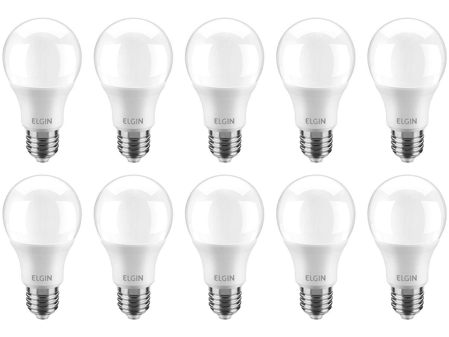 Kit Lâmpadas LED 10 Unidades Branca E27 4,9W - 6500K Elgin Bulbo A55