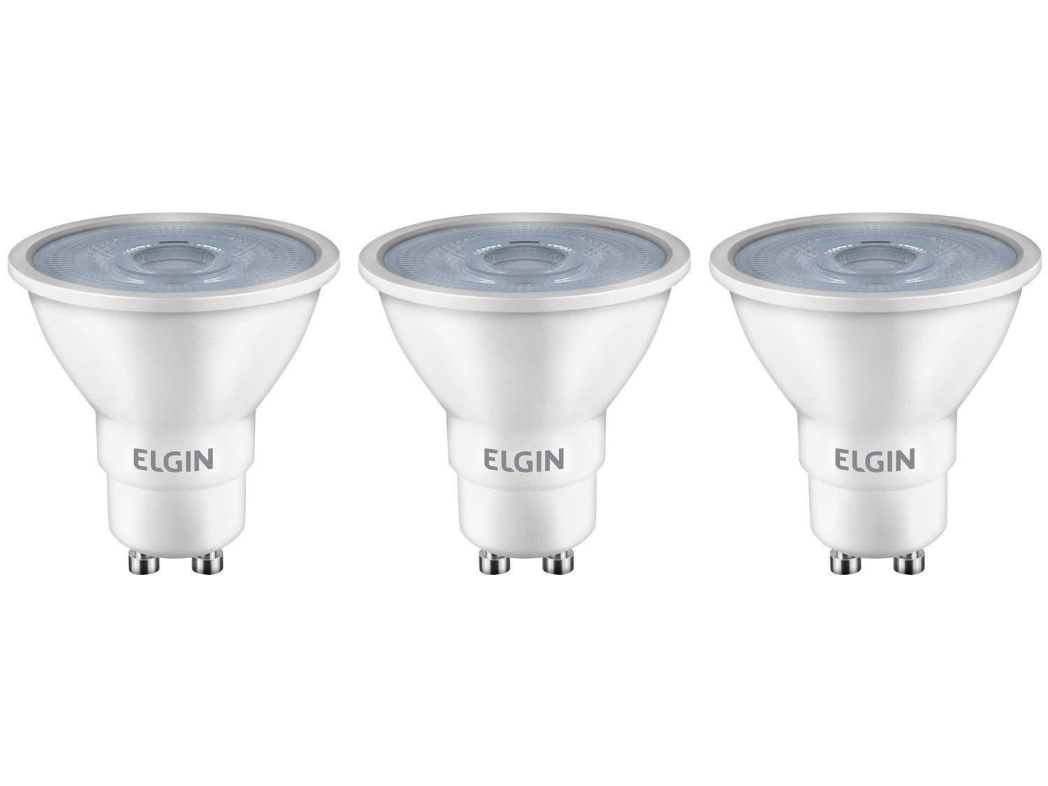 Kit Lâmpadas de LED 3 Unidades Amarela GU10 4,8W - 2700K Elgin Dicroica