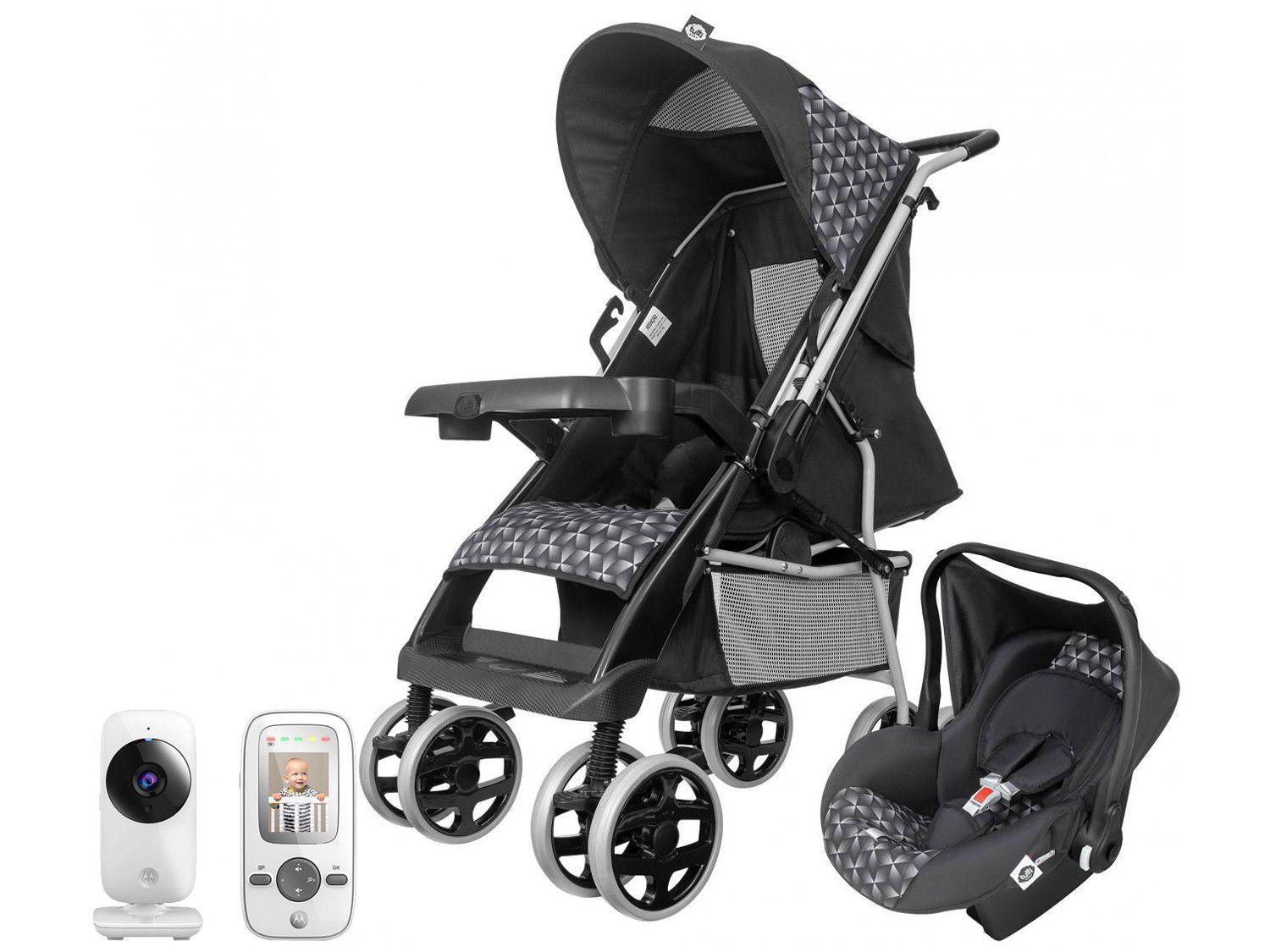 Babá Eletrônica Motorola MBP481 com Câmera - Visão Noturna + Carrinho de Bebê com Bebê Conforto