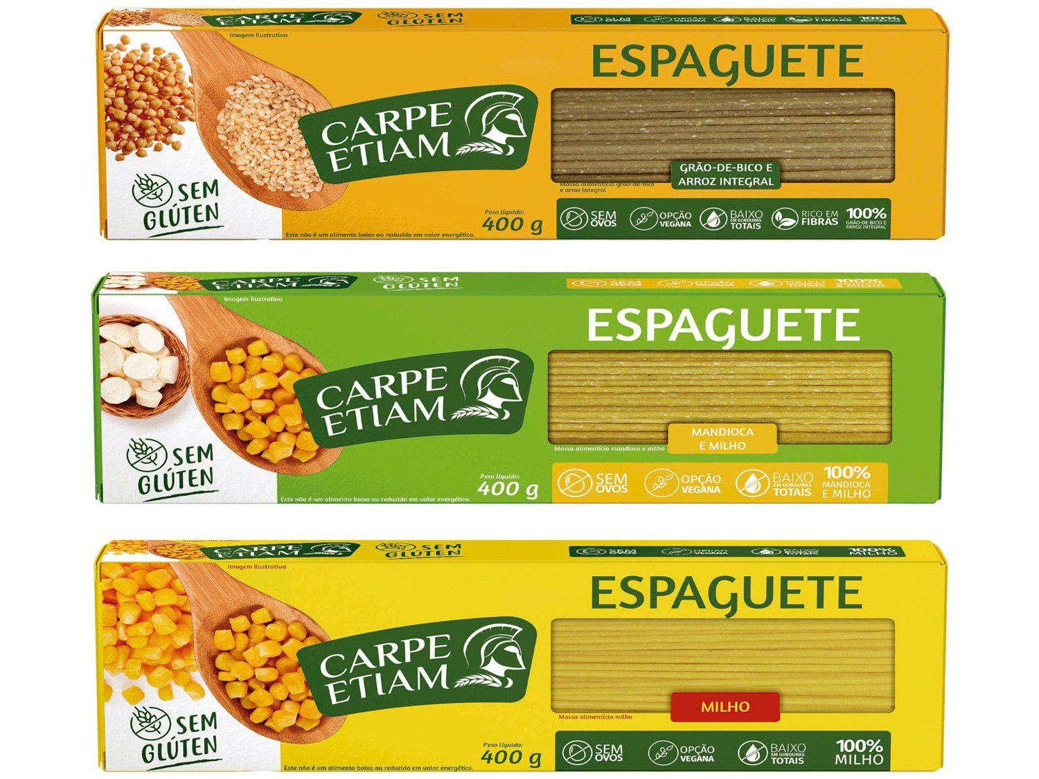 Kit Macarrão Espaguete Vegano sem Glúten - 03 Unidades Carpe Etiam 400g