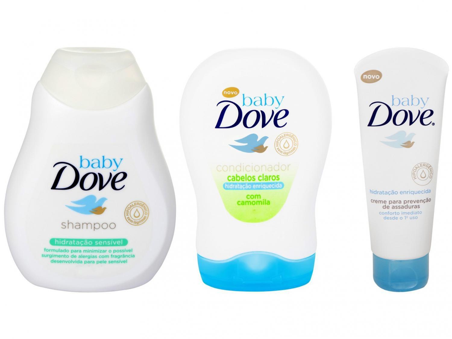 Kit Shampoo e Condicionador Dove Baby Hidratação - Sensível Cabelos Claros 200ml + Creme de Assadura