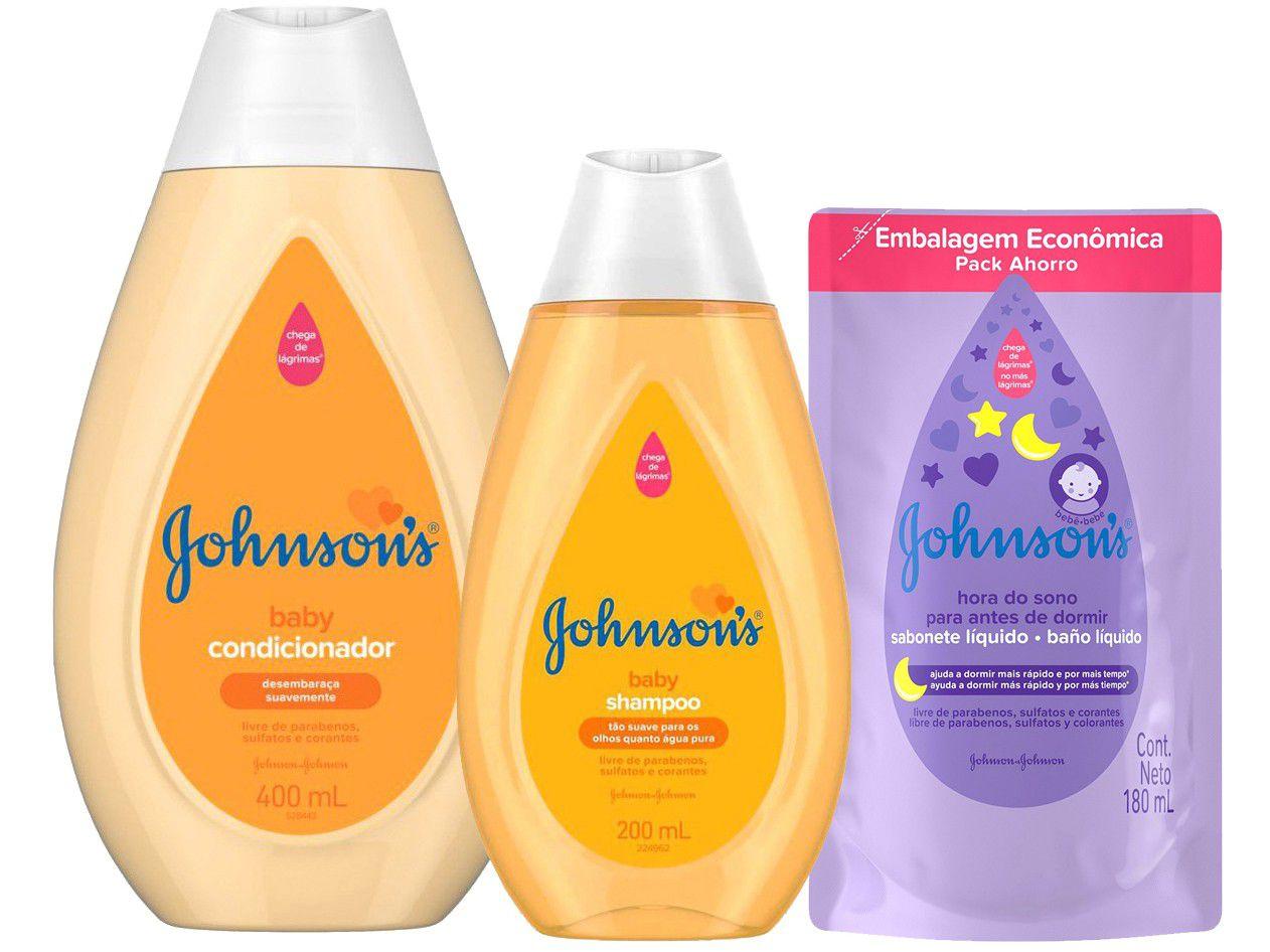 Kit Shampoo Gold 200ml e Condicionador Regular - 400ml Infantil Johnsons Baby + Sabonete Líquido