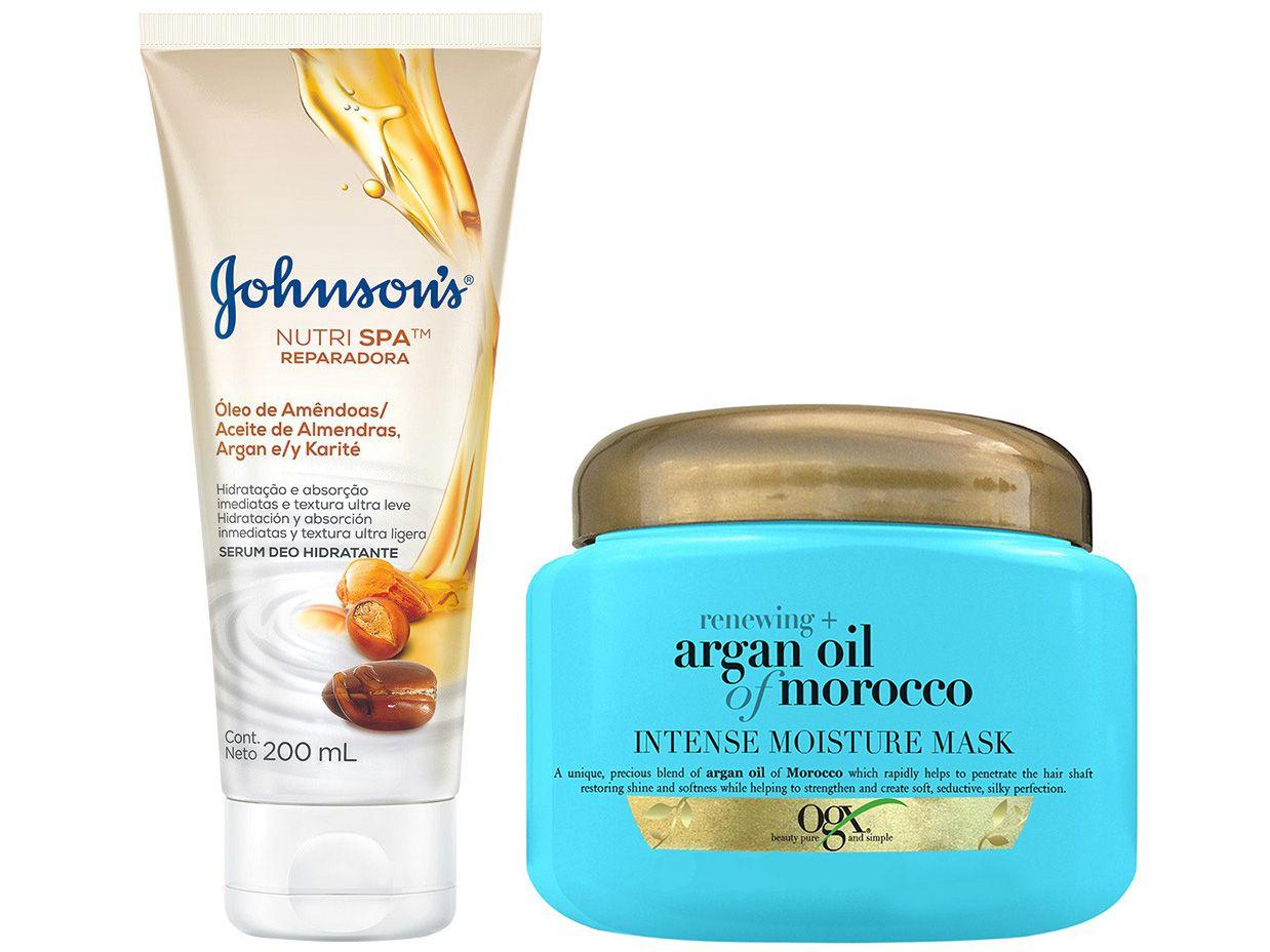 Máscara Capilar Ogx Argan Oil of Morocco - 237ml + Sérum Hidratante Corporal Johnson?s 200ml