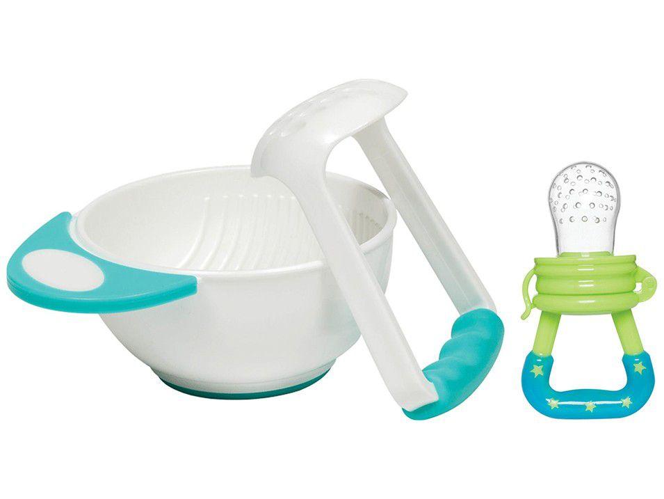Kit Amassador de Papinha + Alimentador para Bebê - Porta-frutinha Buba Azul