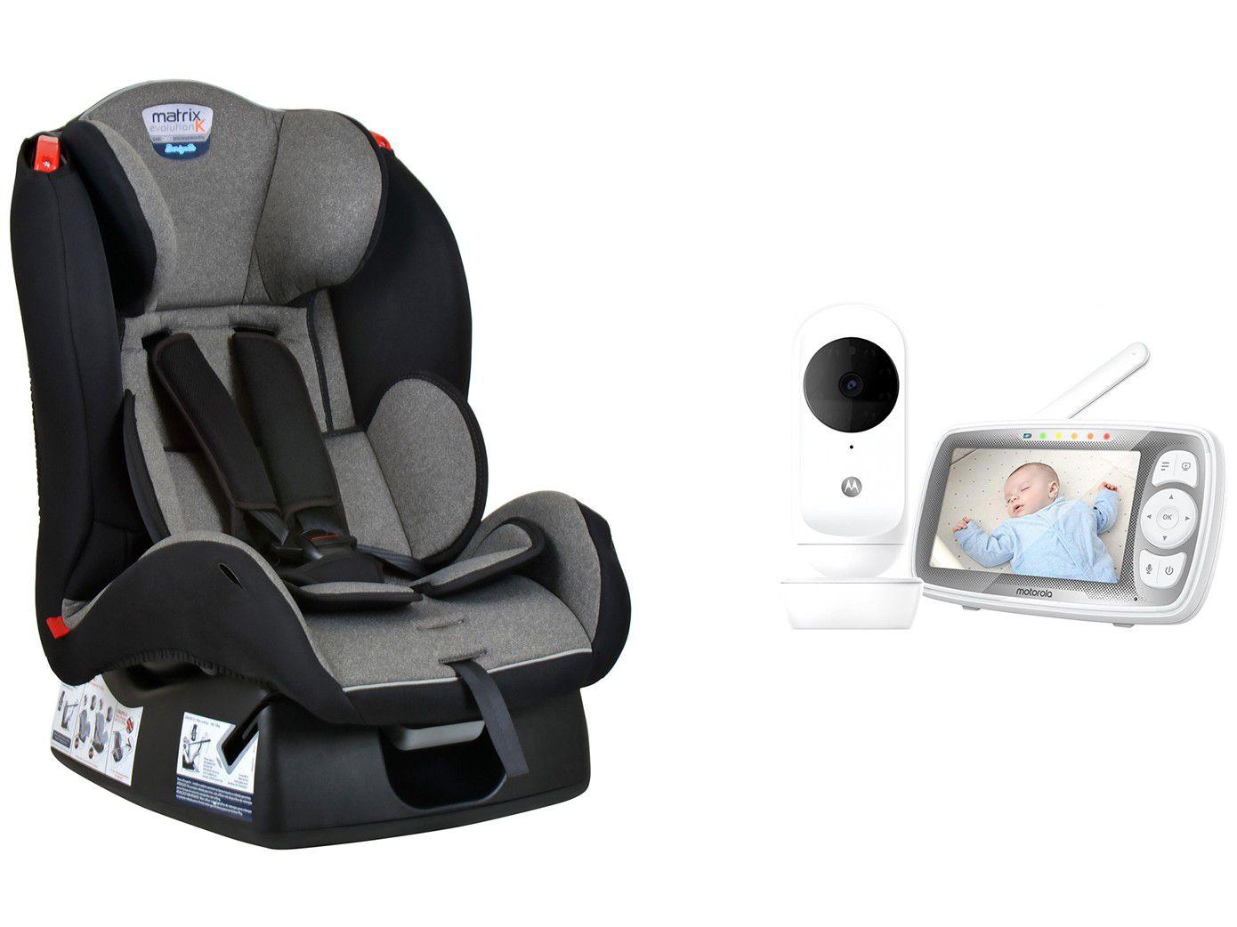 Babá Eletrônica Motorola EASE44 Connect com Câmera - Visão Noturna Wi-Fi + Cadeirinha para Auto